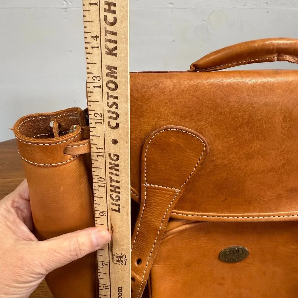 Conc Vintage Tan Brown Leather Backpack Rucksack Daypack 916513A‎ Buckle Detail
